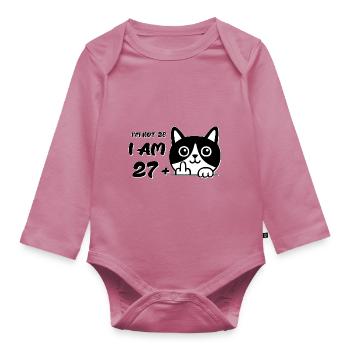 Ich bin nicht 28, ich bin 27 plus 1 Mittelfinger Katzenflip - Baby Bio-Langarm-Body - Mauve - Vorne