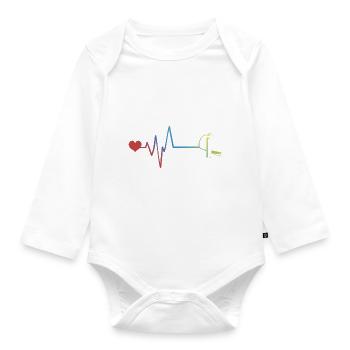 Fire extinguisher pulse heartbeat fire brigade - Organic Longsleeve Baby Bodysuit - white - Front
