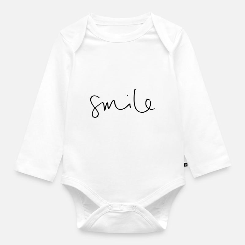 SMILE - Body Bébé bio manches longues - blanc