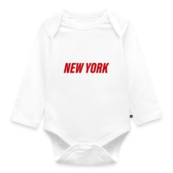 New York - Organic Longsleeve Baby Bodysuit - white - Front