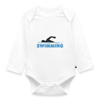 Swimming Swimmer Water Swimming Pool Gift - Organic Longsleeve Baby Bodysuit - white - Front