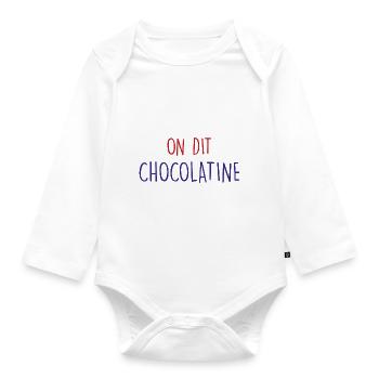 on dit chocolatine - Body Bébé bio manches longues - blanc - Devant