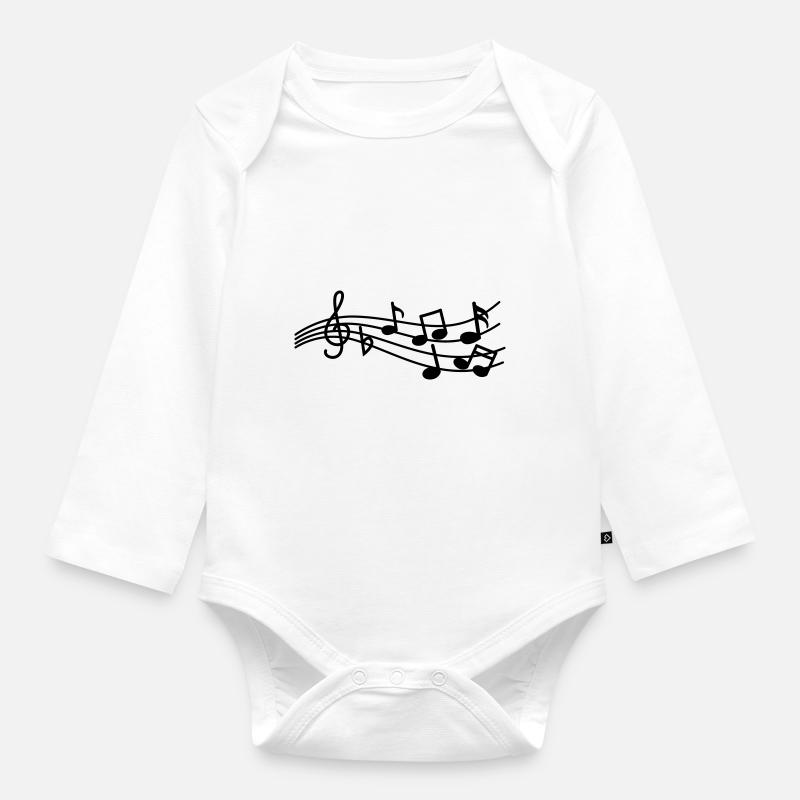 Panneau des notes de musique - Body Bébé bio manches longues - blanc