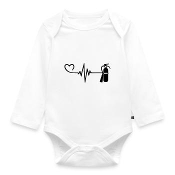 Fire Extinguisher Pulse Heart Love - Organic Longsleeve Baby Bodysuit - white - Front