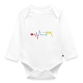 Drill pulse heartbeat - Organic Longsleeve Baby Bodysuit - white - Front