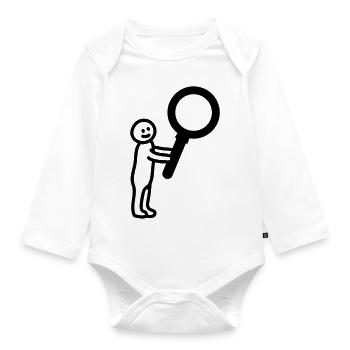 Männchen Lupe - Line - Baby Bio-Langarm-Body - Weiß - Vorne