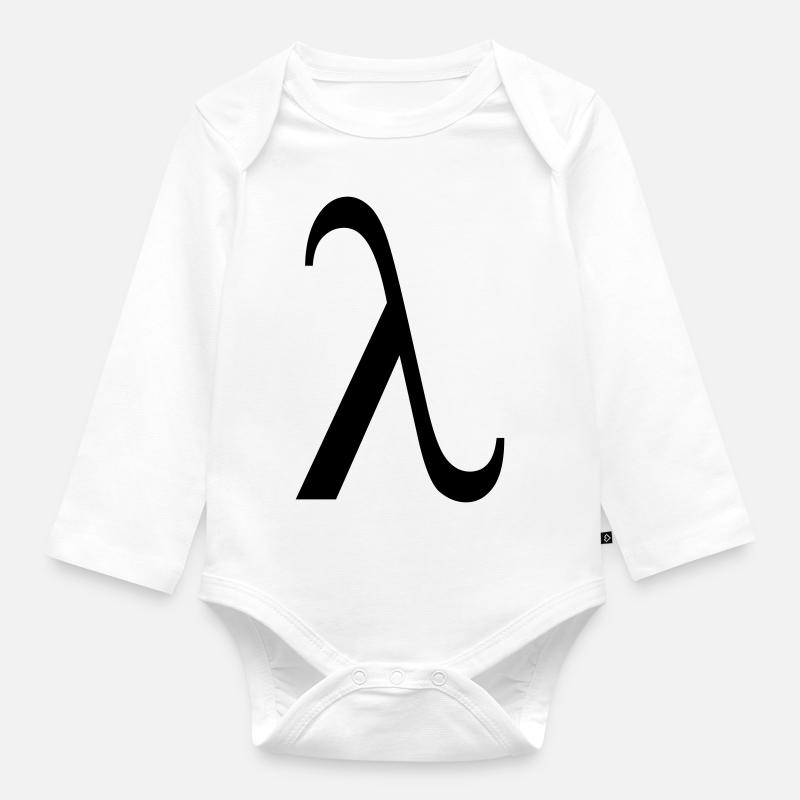 lambda greek - Organic Longsleeve Baby Bodysuit - white