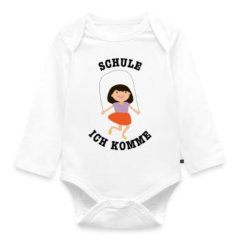 Schule ich komme, Einschulung - Baby Bio-Langarm-Body - Weiß - Vorne