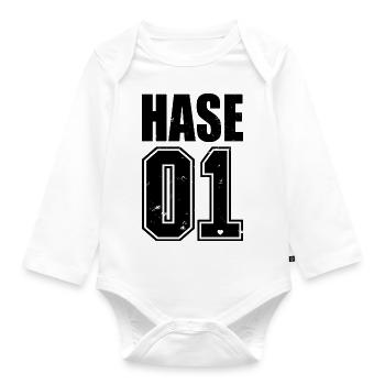 Hase Nr. 1 Hasi Maus Mausi Schatz King Queen - Baby Bio-Langarm-Body - Weiß - Vorne