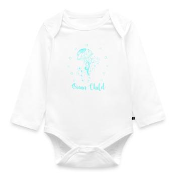 Cool Ocean cadeaux pour enfants. Aimez la mer.Jelly Fish - Body Bébé bio manches longues - blanc - Devant
