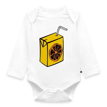 saft box karton einweg stroh orange getraenke - Baby Bio-Langarm-Body - Weiß - Vorne