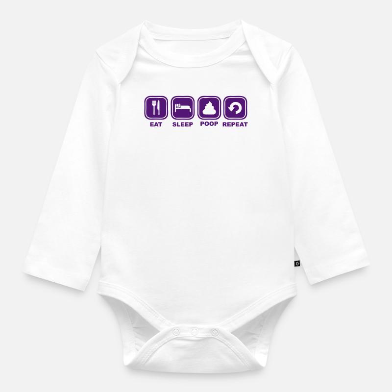 Eat, Sleep, Poop, Repeat - Body Bébé bio manches longues - blanc