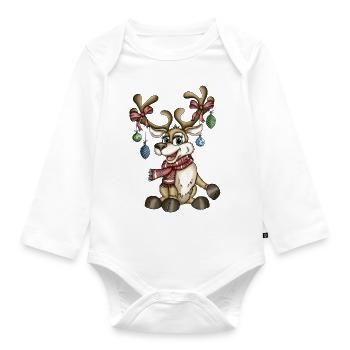 Reindeer Rudi version 2 - Organic Longsleeve Baby Bodysuit - white - Front