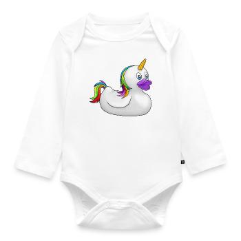 Enten-Einhorn - Baby Bio-Langarm-Body - Weiß - Vorne