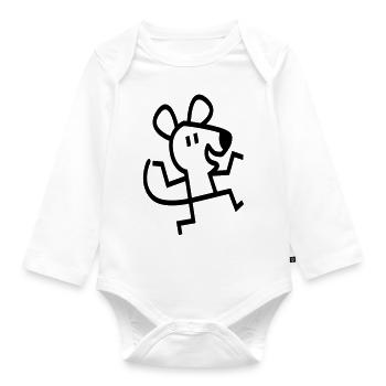 Stick Mouse! by Cheerful Madness!! - Organic Longsleeve Baby Bodysuit - white - Front