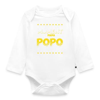 Lustiger Baby Strampler [2022] - "Popo schnüffeln" - Baby Bio-Langarm-Body - Weiß - Vorne