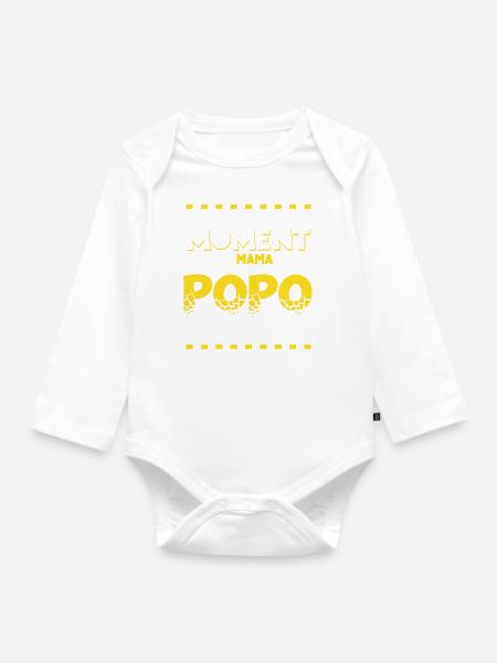 Lustiger Baby Strampler [2022] - "Popo schnüffeln" - Baby Bio-Langarm-Body - Weiß