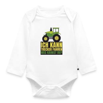 Ich kann Trecker fahren Traktor Landwirt Geschenk - Baby Bio-Langarm-Body - Weiß - Vorne