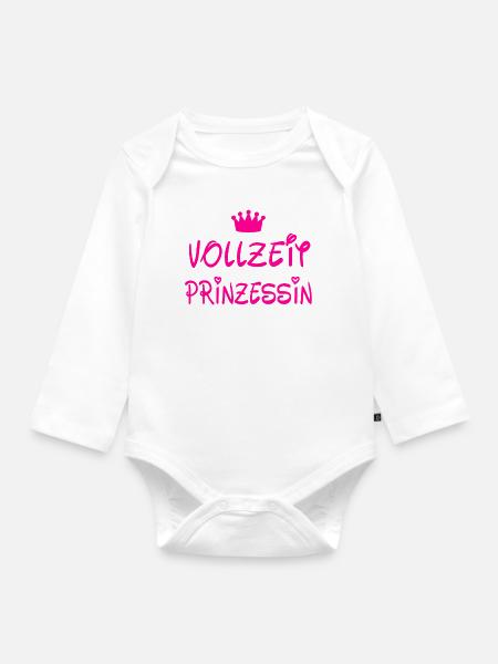 Vollzeit Prinzessin - Baby Bio-Langarm-Body - Weiß