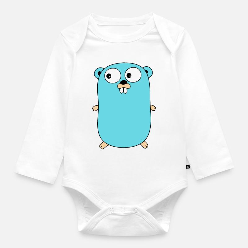 Golang - Gopher - Organic Longsleeve Baby Bodysuit - white