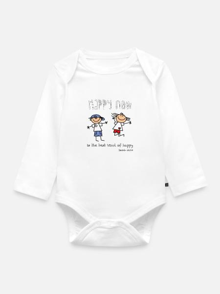 Christian Design - Happy Now ist die beste Art von - Baby Bio-Langarm-Body - Weiß