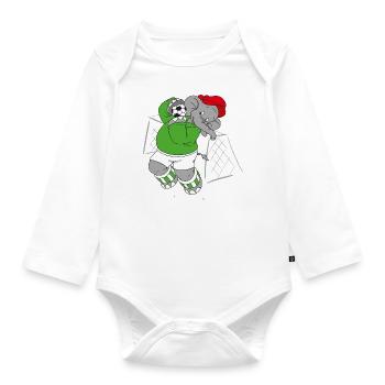 Benjamin Blümchen als Fußballtorwart - Baby Bio-Langarm-Body - Weiß - Vorne