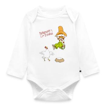 Pettersson And Findus Cat Scares Chicken - Organic Longsleeve Baby Bodysuit - white - Front