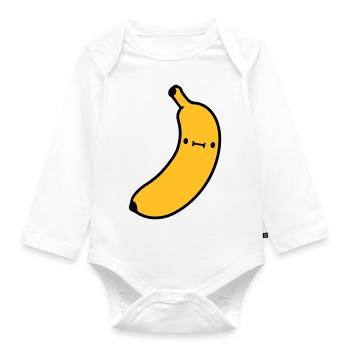 kleine suesse banane mit - Baby Bio-Langarm-Body - Weiß - Vorne