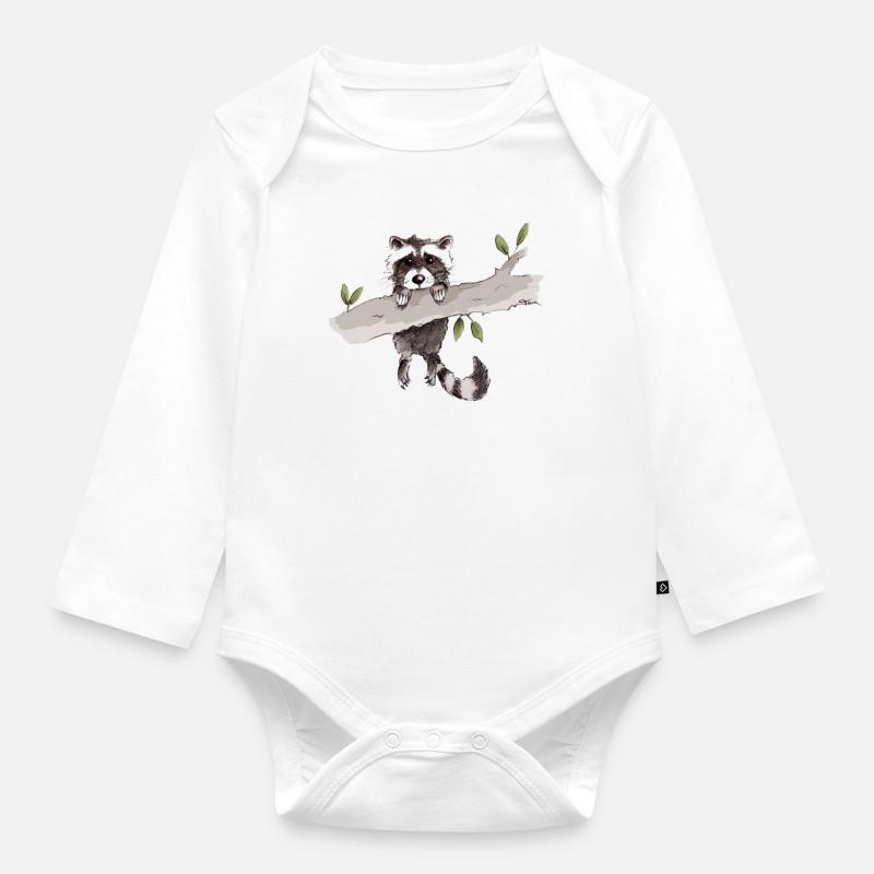 Raton laveur - Body Bébé bio manches longues - blanc