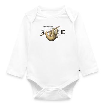 Immer mit der Ruhe, Faultier - Baby Bio-Langarm-Body - Weiß - Vorne