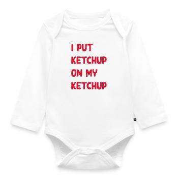 Ketchup saying - Organic Longsleeve Baby Bodysuit - white - Front