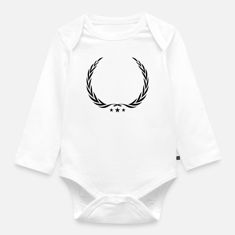 couronne de laurier symbole vide - Body Bébé bio manches longues - blanc