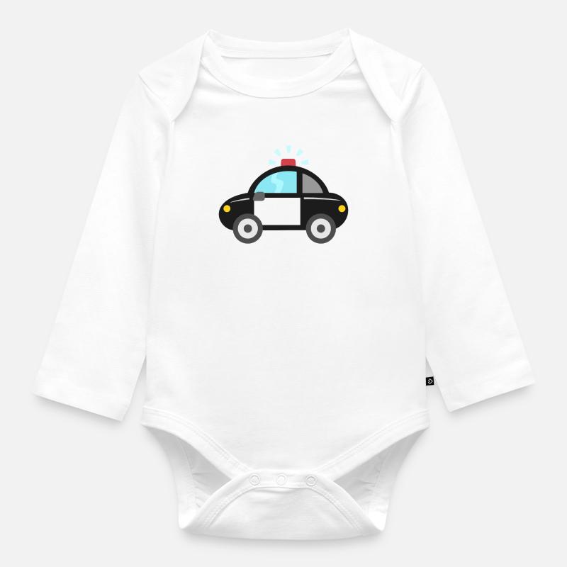 Süßes Polizeiauto - Baby Bio-Langarm-Body - Weiß