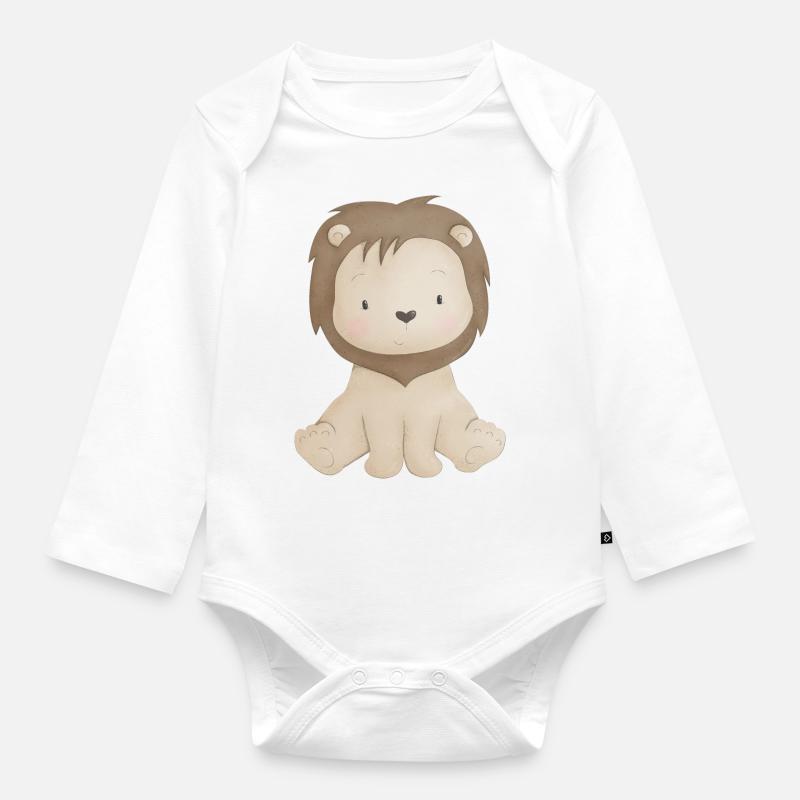 Bébé Lion - Body Bébé bio manches longues - blanc