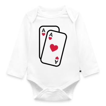 Karten Herz Ass Spielkarten Poker - Baby Bio-Langarm-Body - Weiß - Vorne