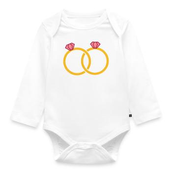 Wedding rings - engagement rings - Organic Longsleeve Baby Bodysuit - white - Front