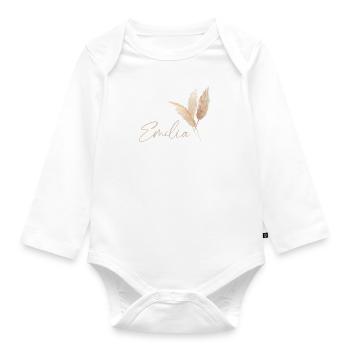 Prénom Emilia & pampa - Body Bébé bio manches longues - blanc - Devant