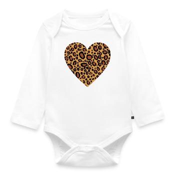 Leopard Print Heart Leopard Skin Pattern For Women - Organic Longsleeve Baby Bodysuit - white - Front