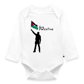 Free Palestine - Organic Longsleeve Baby Bodysuit - white - Front
