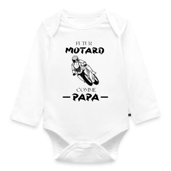 Futur motard comme papa cadeaux pour enfants moto - Body Bébé bio manches longues - blanc - Devant
