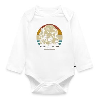 Golden Retriever Dog Puppy retro vintage - Organic Longsleeve Baby Bodysuit - white - Front