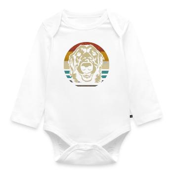 Golden Retriever Dog retro vintage silhouette - Organic Longsleeve Baby Bodysuit - white - Front