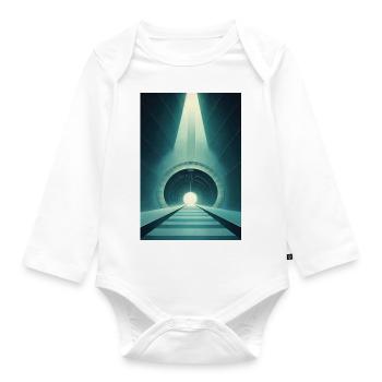 Tunnel of time, futuristic vision - Organic Longsleeve Baby Bodysuit - white - Front