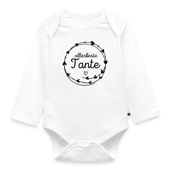 Beste Tante 2023 / Patentante / Du wirst Tante - Baby Bio-Langarm-Body - Weiß - Vorne