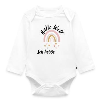Hallo mein name ist / Hallo ich heiße baby Mädchen - Baby Bio-Langarm-Body - Weiß - Vorne