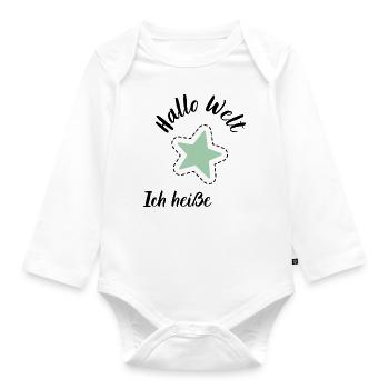 Hallo mein name ist / Hallo ich heiße Baby - Baby Bio-Langarm-Body - Weiß - Vorne