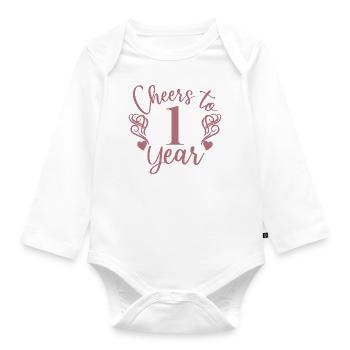 Prost auf 1 Jahr 1. Geburtstag - Baby Bio-Langarm-Body - Weiß - Vorne