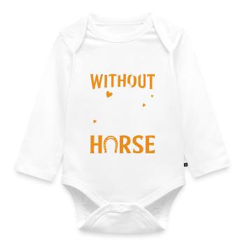 Je vole sans ailes sur mon cheval - tonneau - Body Bébé bio manches longues - blanc - Devant