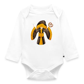 To Guadn! Münchner Kindl with Weisswurst and Brezn - Organic Longsleeve Baby Bodysuit - white - Front