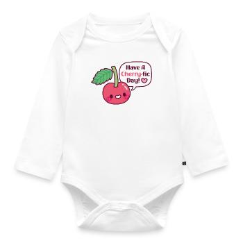 Cute Cherry Have A Cherryfic Day Funny - Organic Longsleeve Baby Bodysuit - white - Front